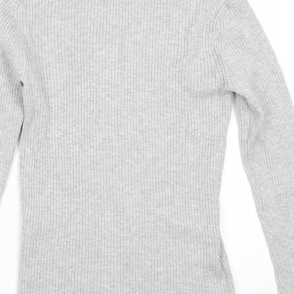 H&M Womens Grey High Neck Viscose Pullover Jumper Size S