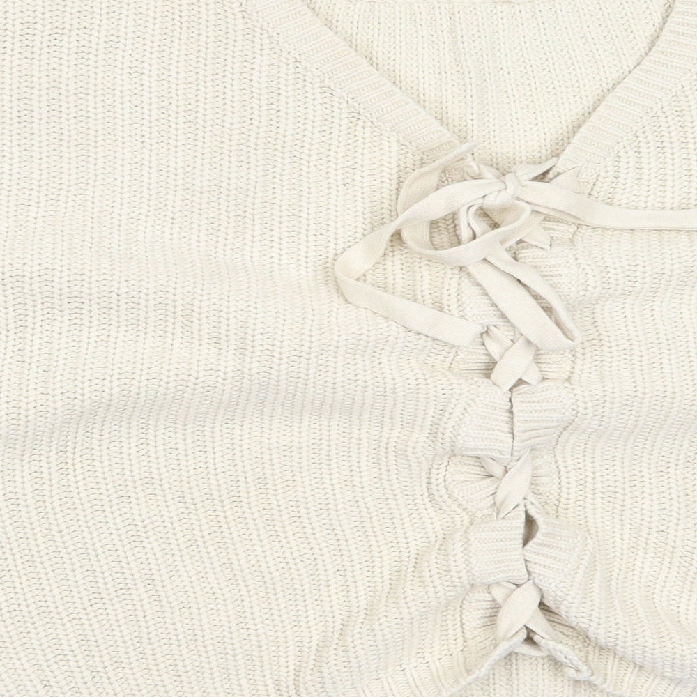 ASOS Womens Beige V-Neck Cotton Pullover Jumper Size 14