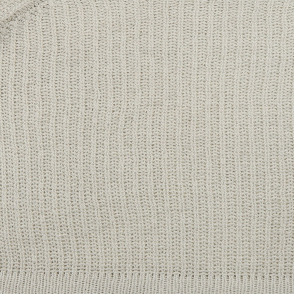 Cecilia Fashion Womens White Square Neck Acrylic Pullover Jumper Size M