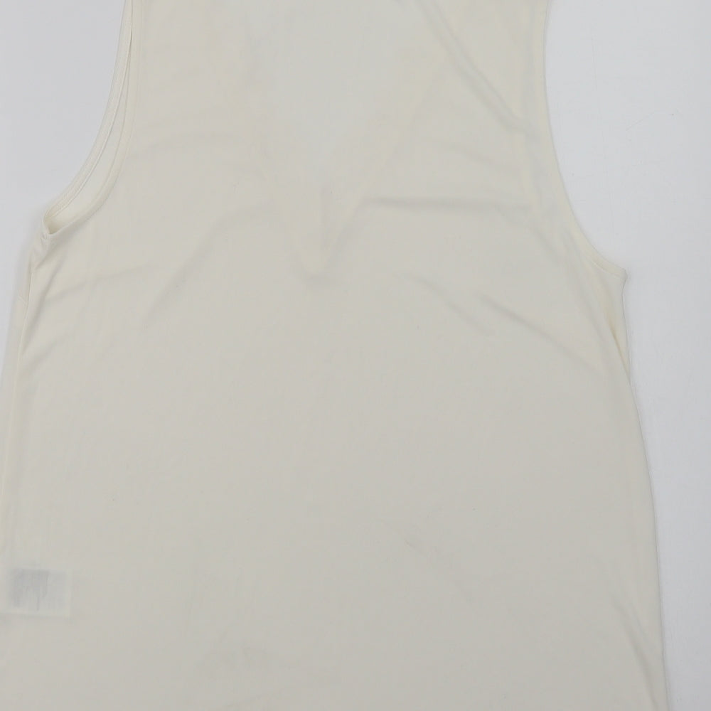 H&M Womens Ivory Polyester Basic Blouse Size M V-Neck - Lace Detail
