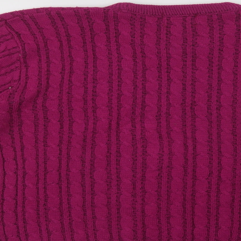 CHIC Womens Purple Crew Neck Acrylic Pullover Jumper Size L