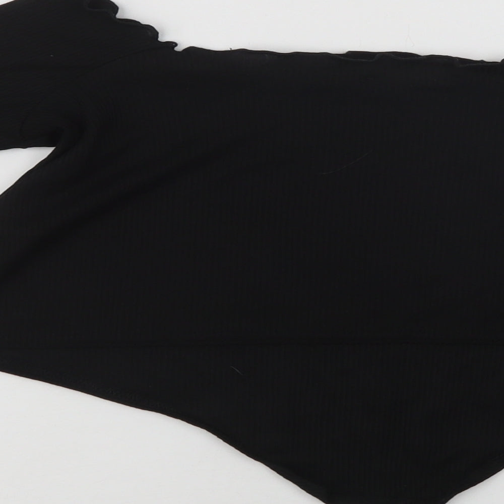 Stylewise Womens Black Polyester Cropped Blouse Size 12 Off the Shoulder