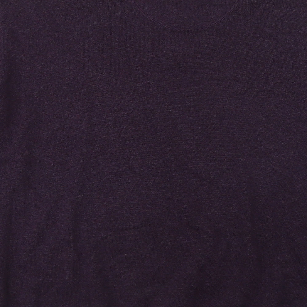 Greenwoods Mens Purple V-Neck Cotton Pullover Jumper Size M