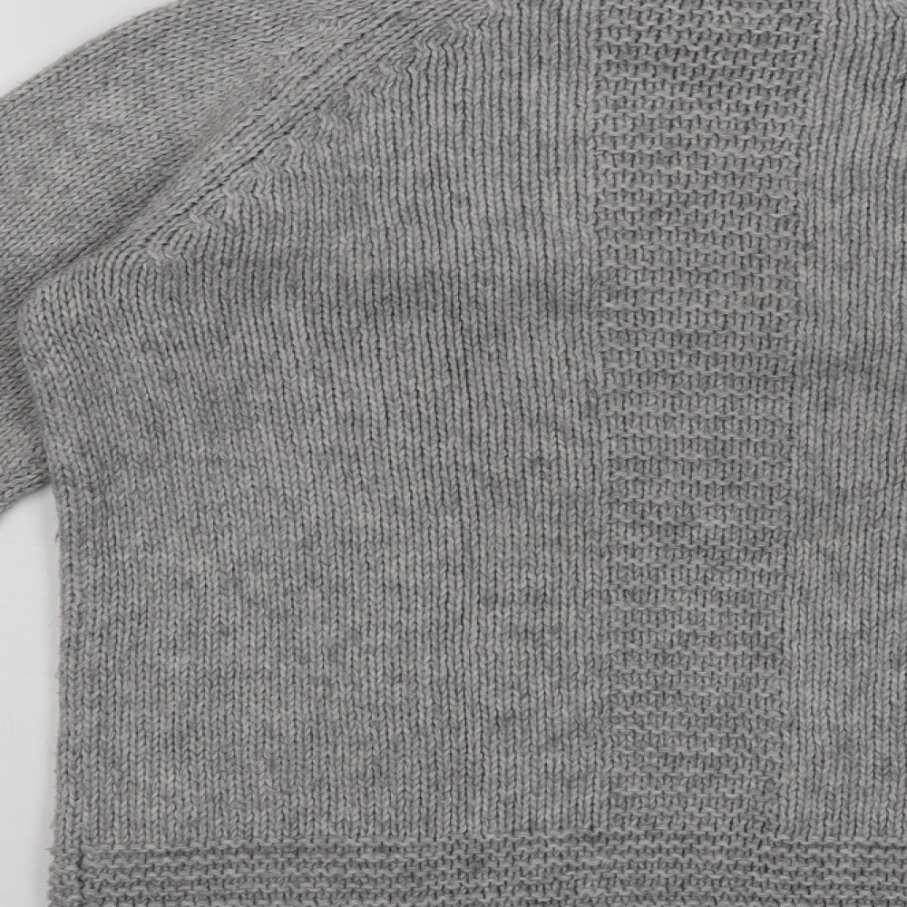 Marks & Spencer Womens Grey Mock Neck Acrylic Pullover Jumper Size 8
