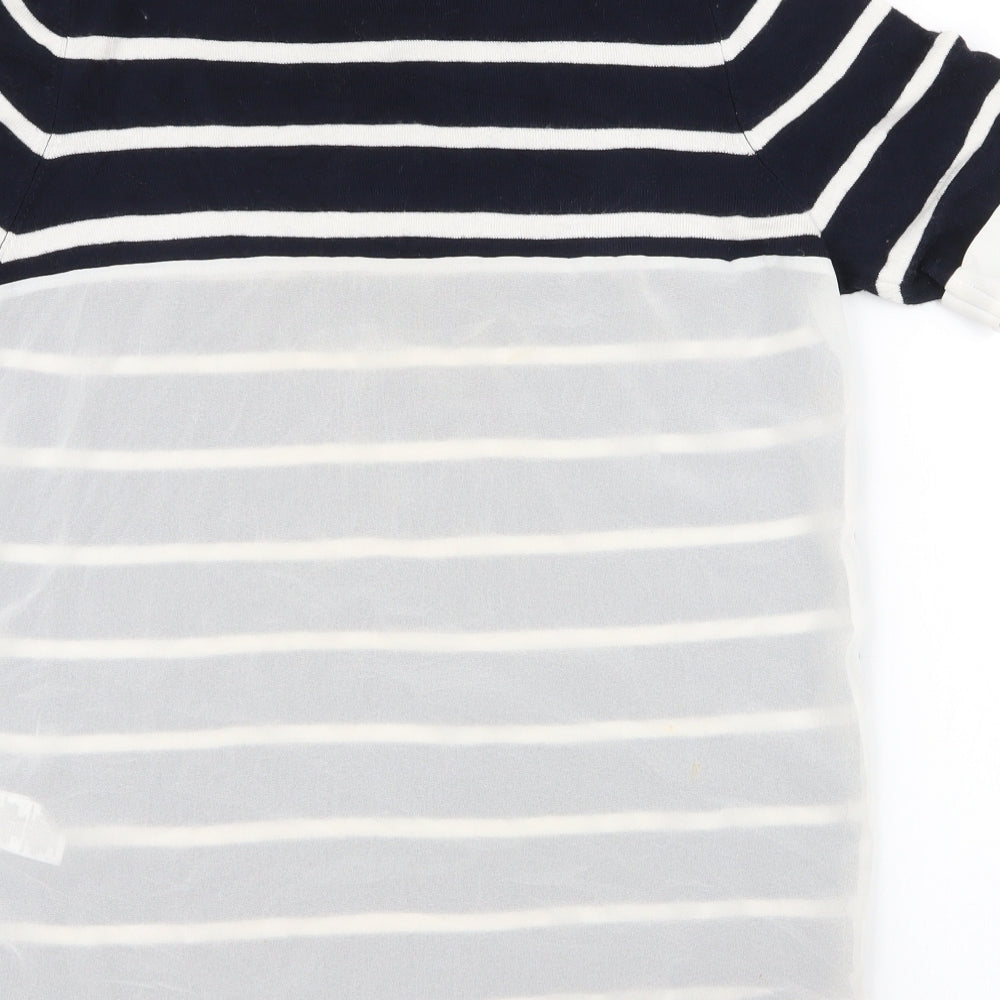 Atmosphere Womens Blue Striped Viscose Jersey Blouse Size 8 Round Neck - chiffon back