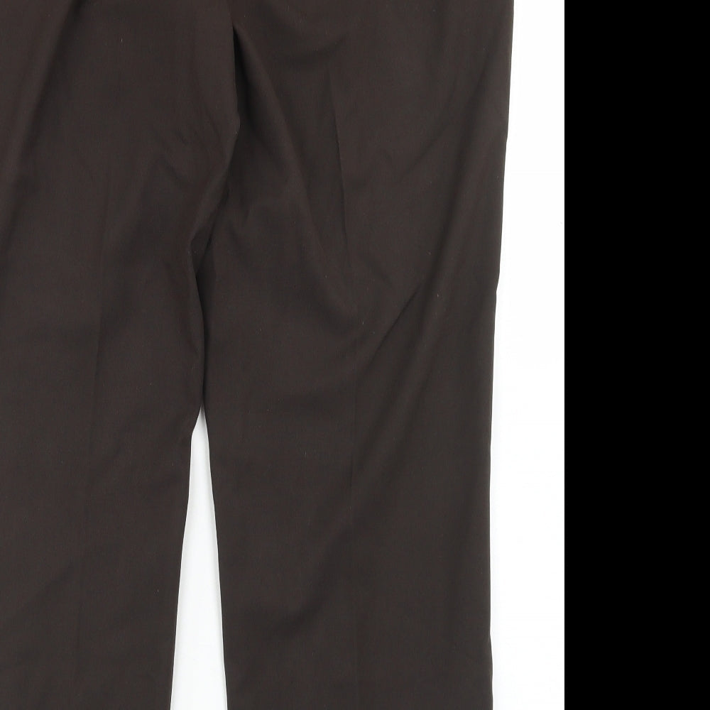 TIME Womens Brown Polyester Dress Pants Trousers Size 18 L27 in Regular Button
