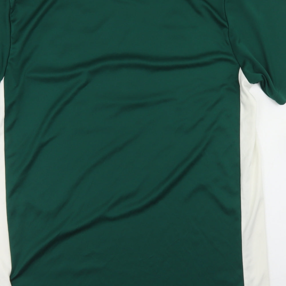 adidas Mens Green Colourblock Polyester T-Shirt Size S Crew Neck - Dunloy Football Club