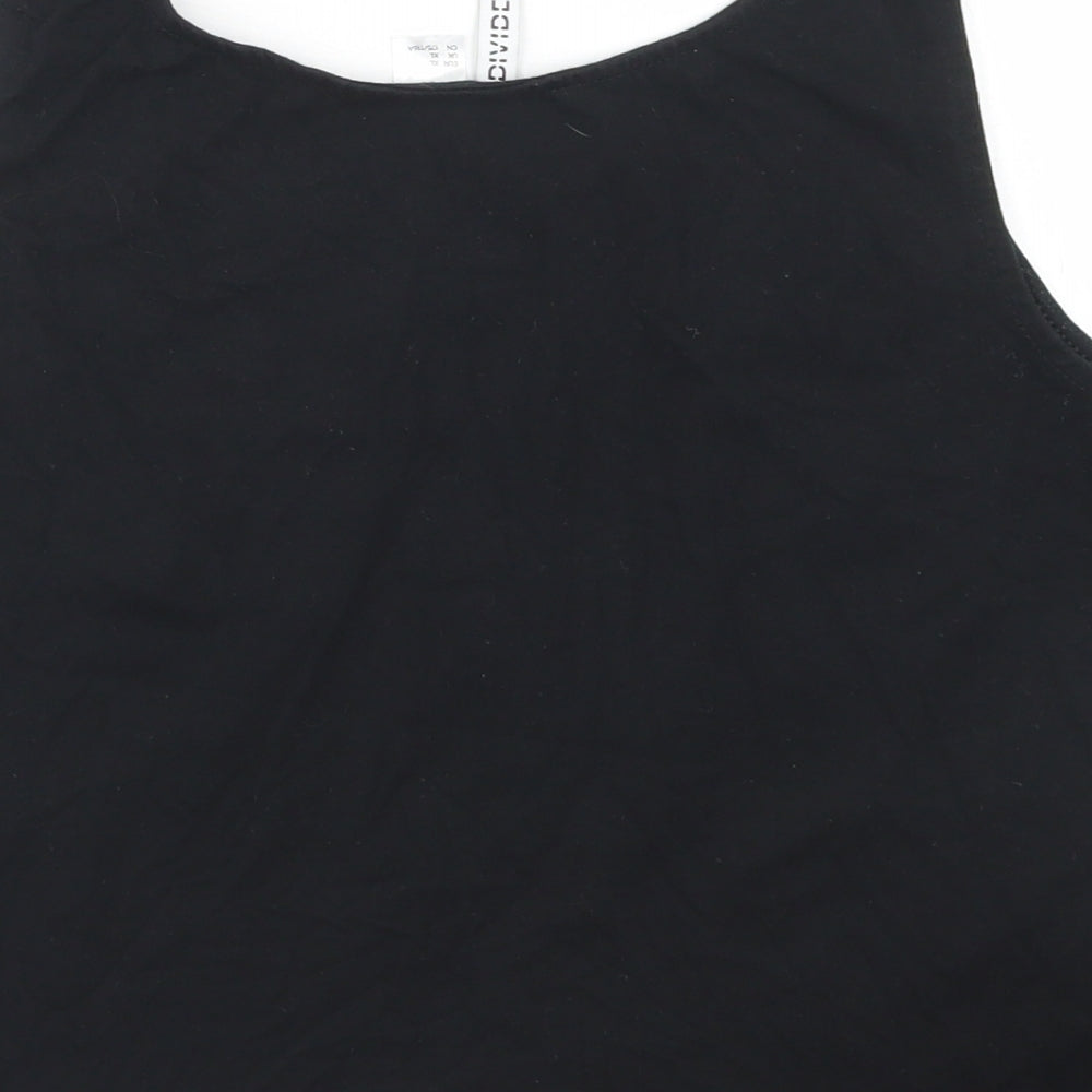 Divided Womens Black Cotton Cropped Tank Size XL Round Neck