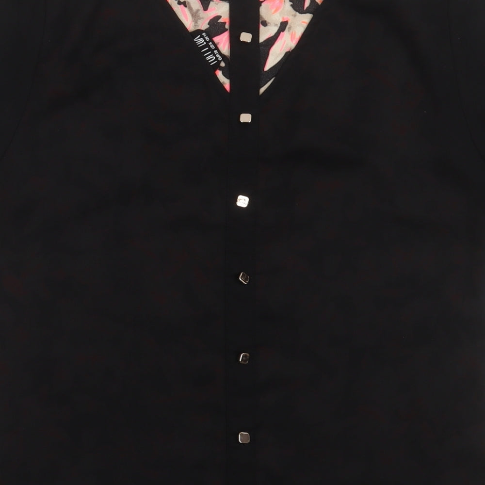 Poppy Lux Womens Pink Geometric Polyester Basic Blouse Size 10 Crew Neck