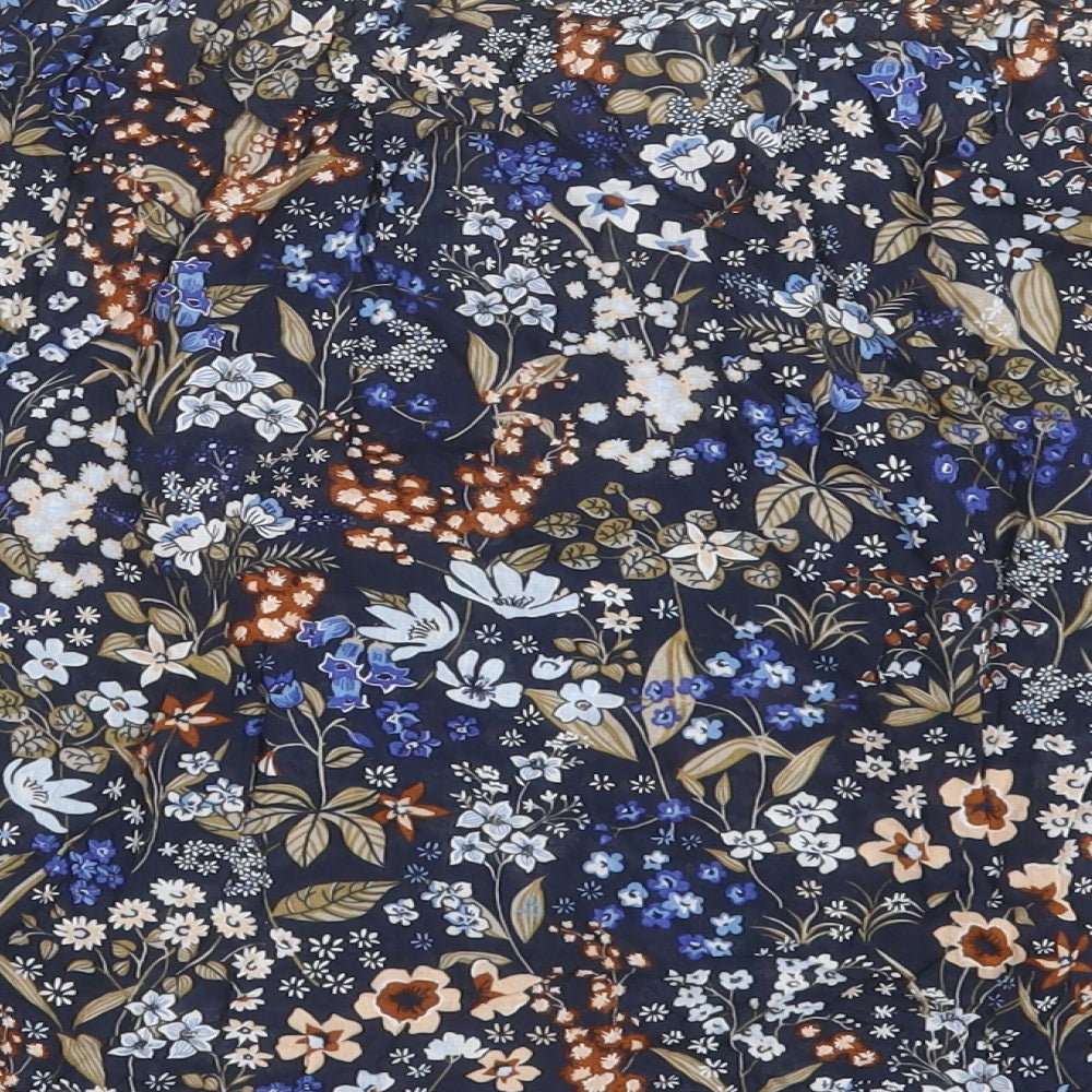 Stradivarius Womens Blue Floral Viscose Basic Blouse Size S Off the Shoulder
