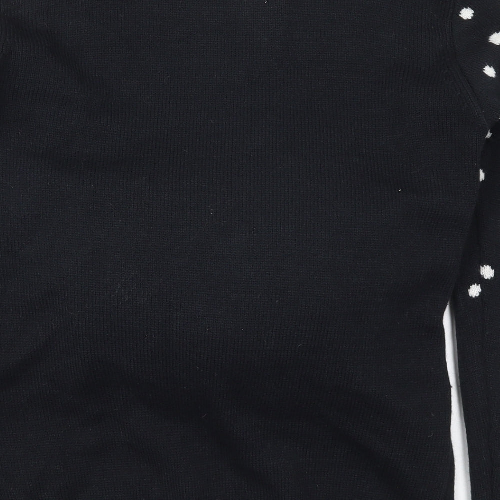 Cedarwood State Mens Black Round Neck Polka Dot Acrylic Pullover Jumper Size S - Santa