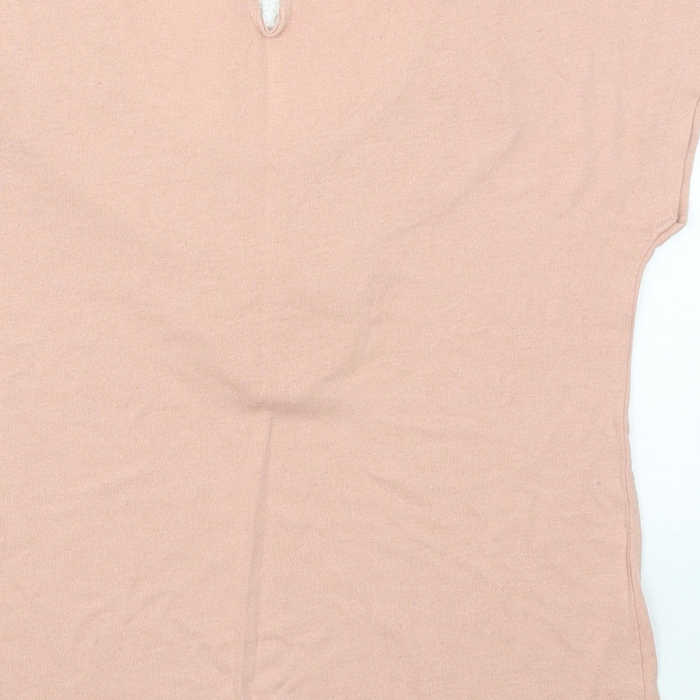 Cotton Brothers Womens Pink Viscose Basic T-Shirt Size XS Round Neck