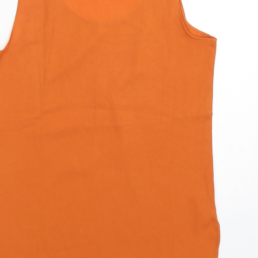 Vera & Lucy Womens Orange Polyester Basic Tank Size M Round Neck