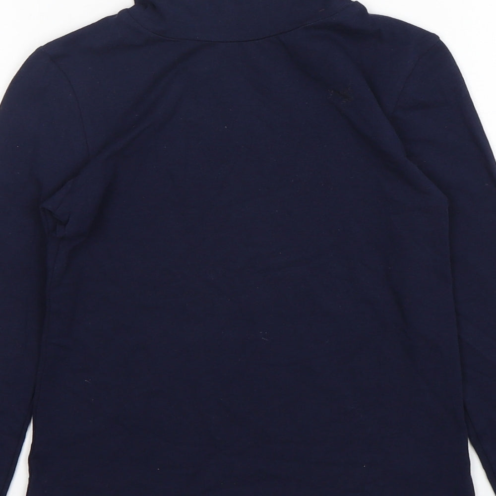 St Bernard Girls Blue Cotton Basic T-Shirt Size 7 Years Roll Neck Pullover