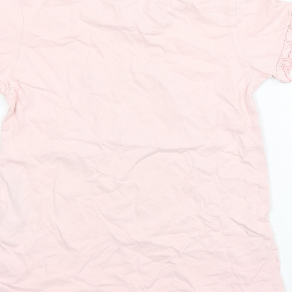 Primark Girls Pink Cotton Basic T-Shirt Size 7-8 Years Round Neck Pullover - Trolls