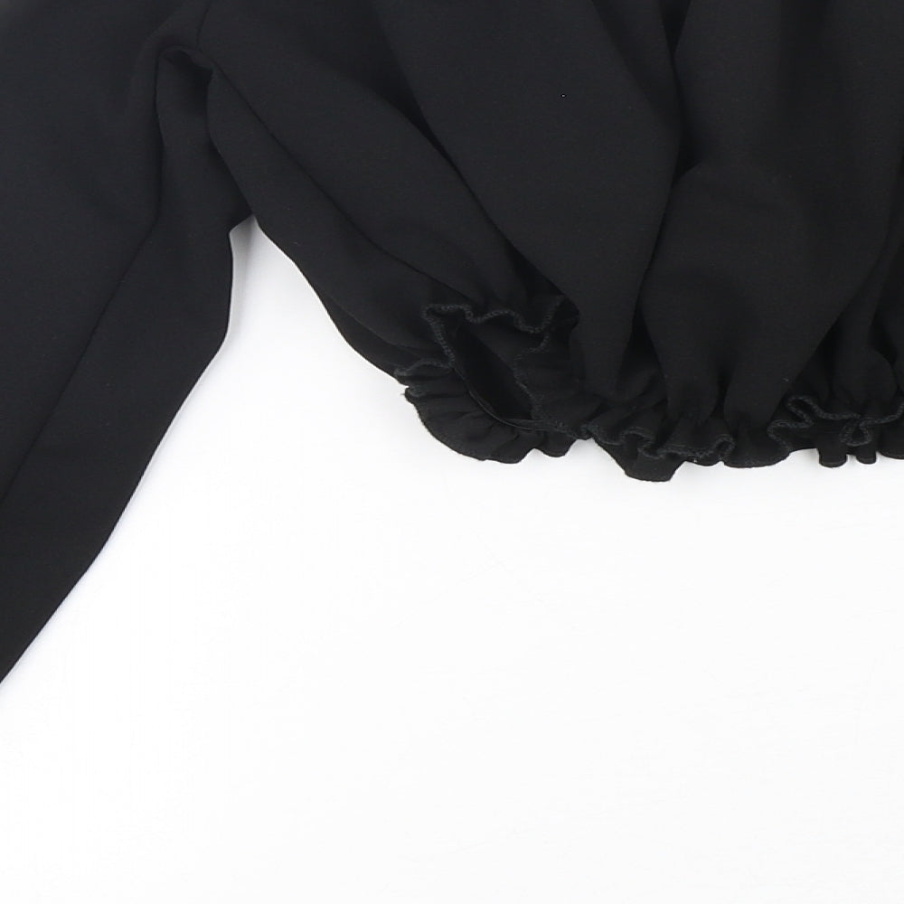 New Look Womens Black Polyester Cropped Blouse Size 8 Off the Shoulder