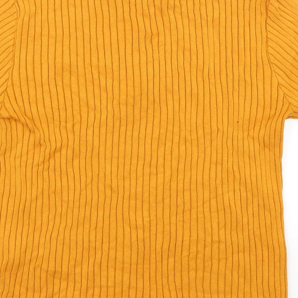 Monki Womens Yellow Viscose Basic Polo Size M Collared
