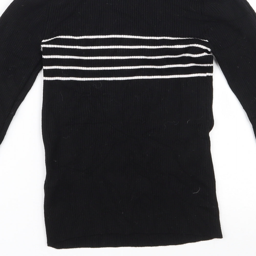 Miss Selfridge Womens Black Round Neck Viscose Pullover Jumper Size 8