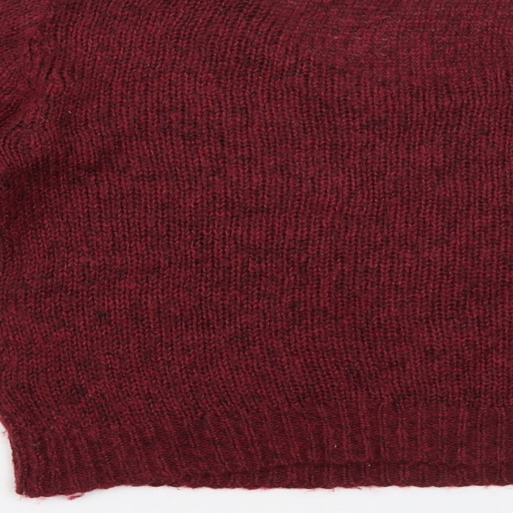 Divided by H&M Womens Red Round Neck Acrylic Pullover Jumper Size 6 - Burgundy