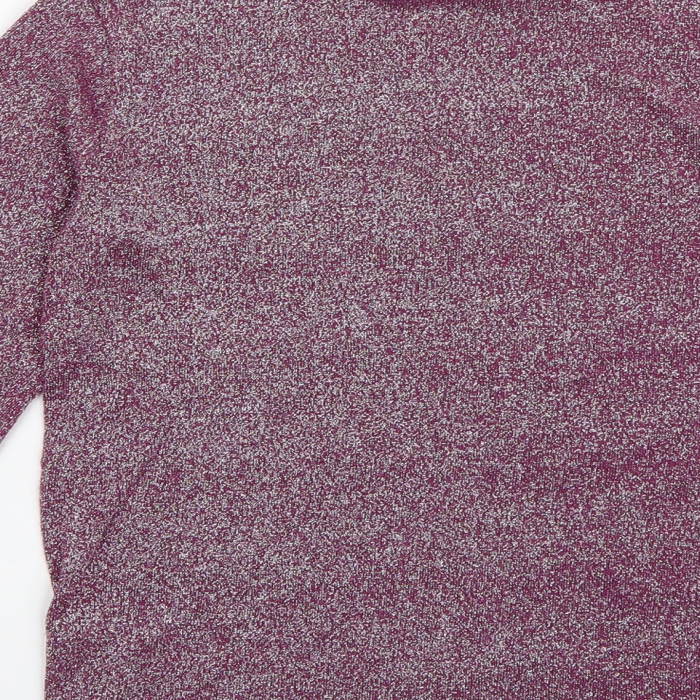 TU Womens Purple High Neck Polyester Pullover Jumper Size 10 - Sparkle