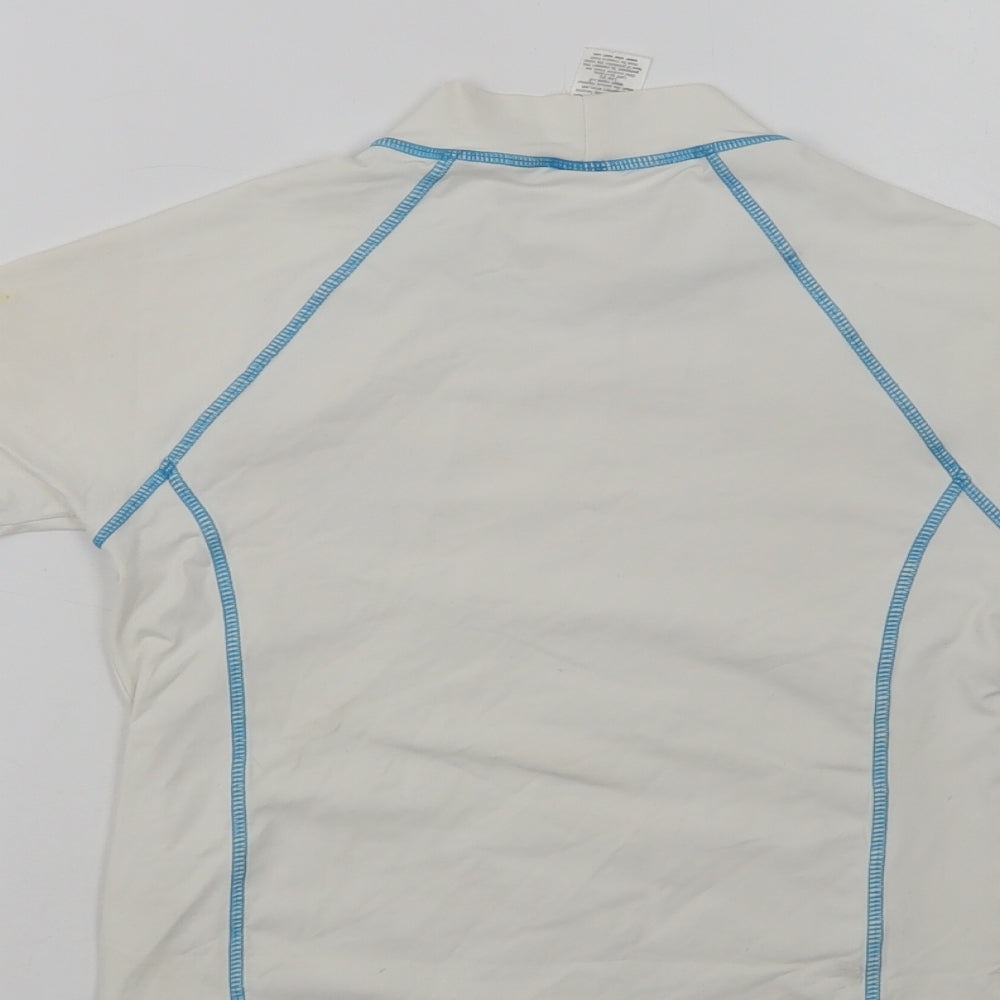 NEXT Girls White Nylon Basic T-Shirt Size 7-8 Years Mock Neck - Flower