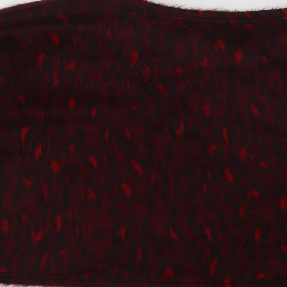 New Look Womens Red Crew Neck Geometric Acrylic Pullover Jumper Size M