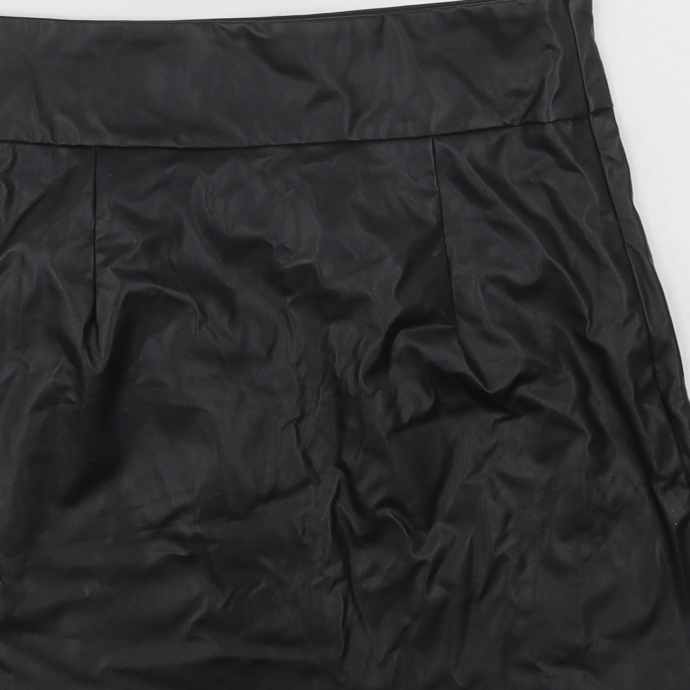 SheIn Womens Black Polyurethane Mini Skirt Size M Zip