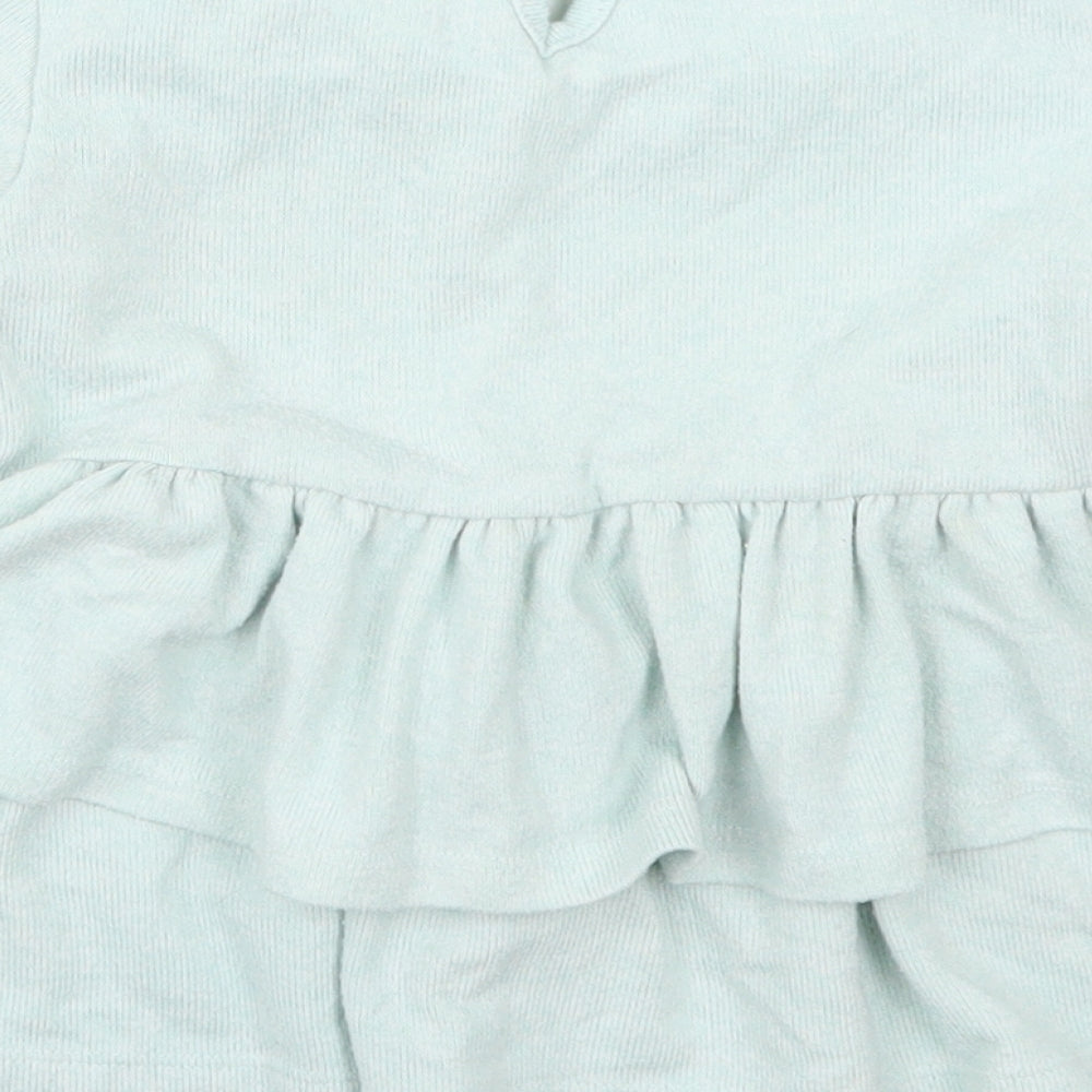 Matalan Girls Green Polyester Skater Dress Size 4-5 Years Round Neck Button - Be Kind