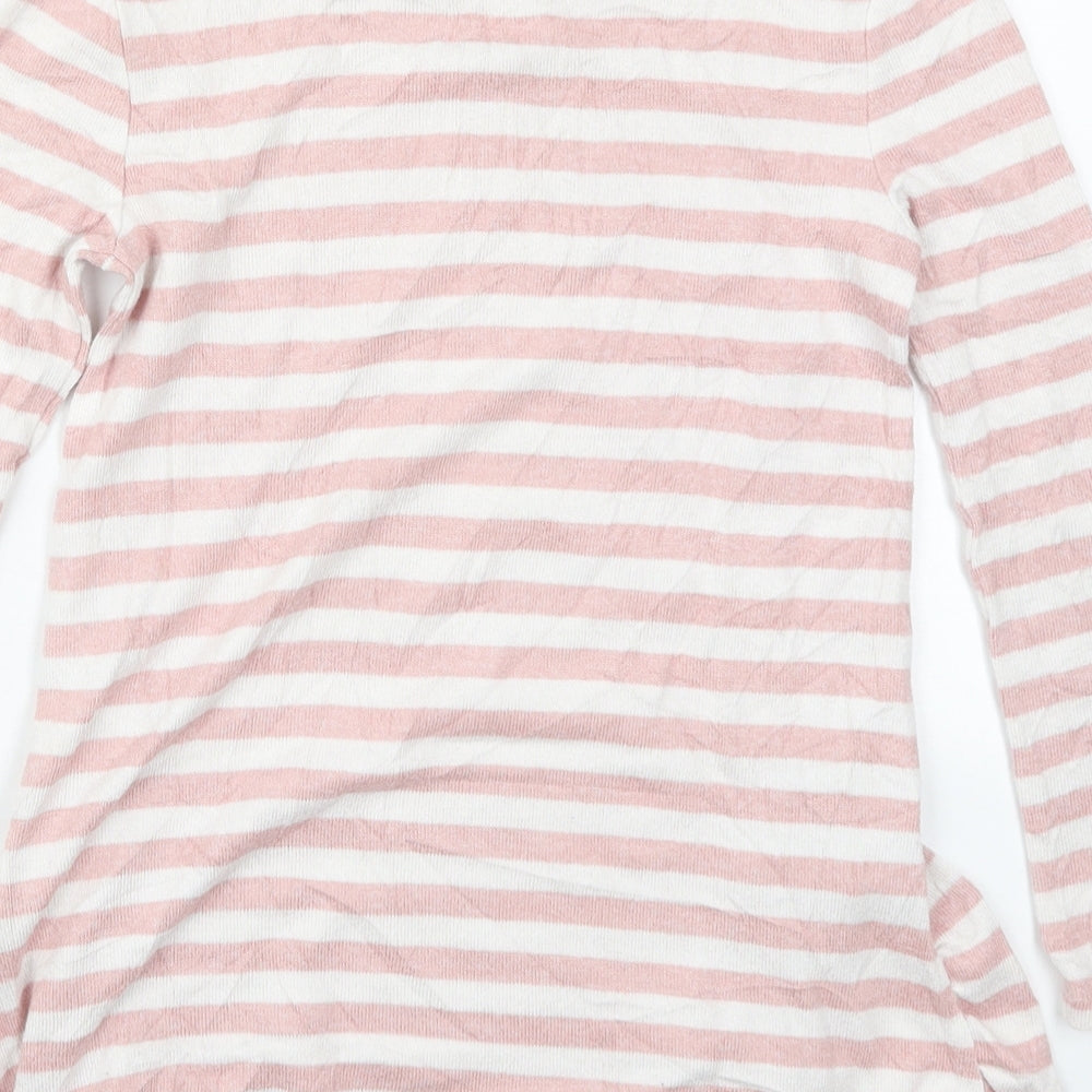 Gap Girls Pink Round Neck Striped Viscose Pullover Jumper Size 5 Years Pullover