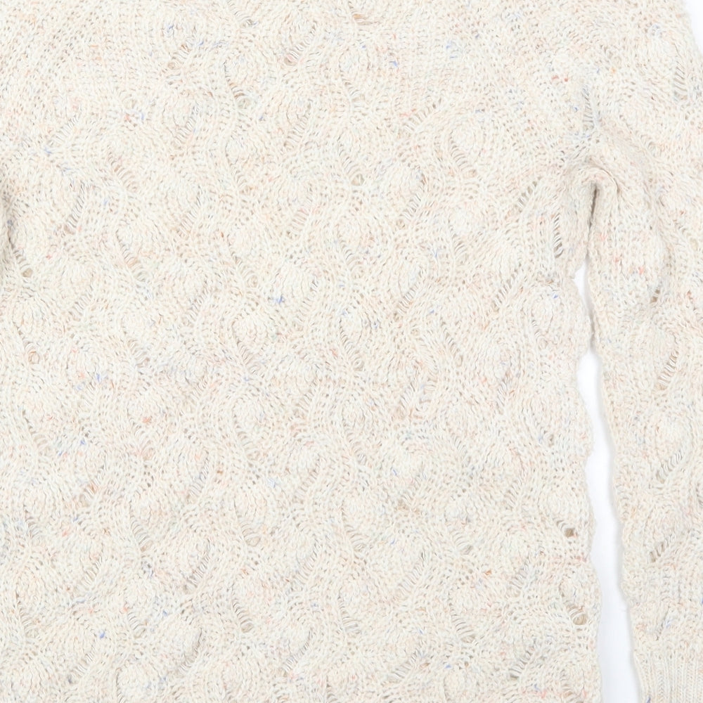George Womens Beige Round Neck Acrylic Pullover Jumper Size 10