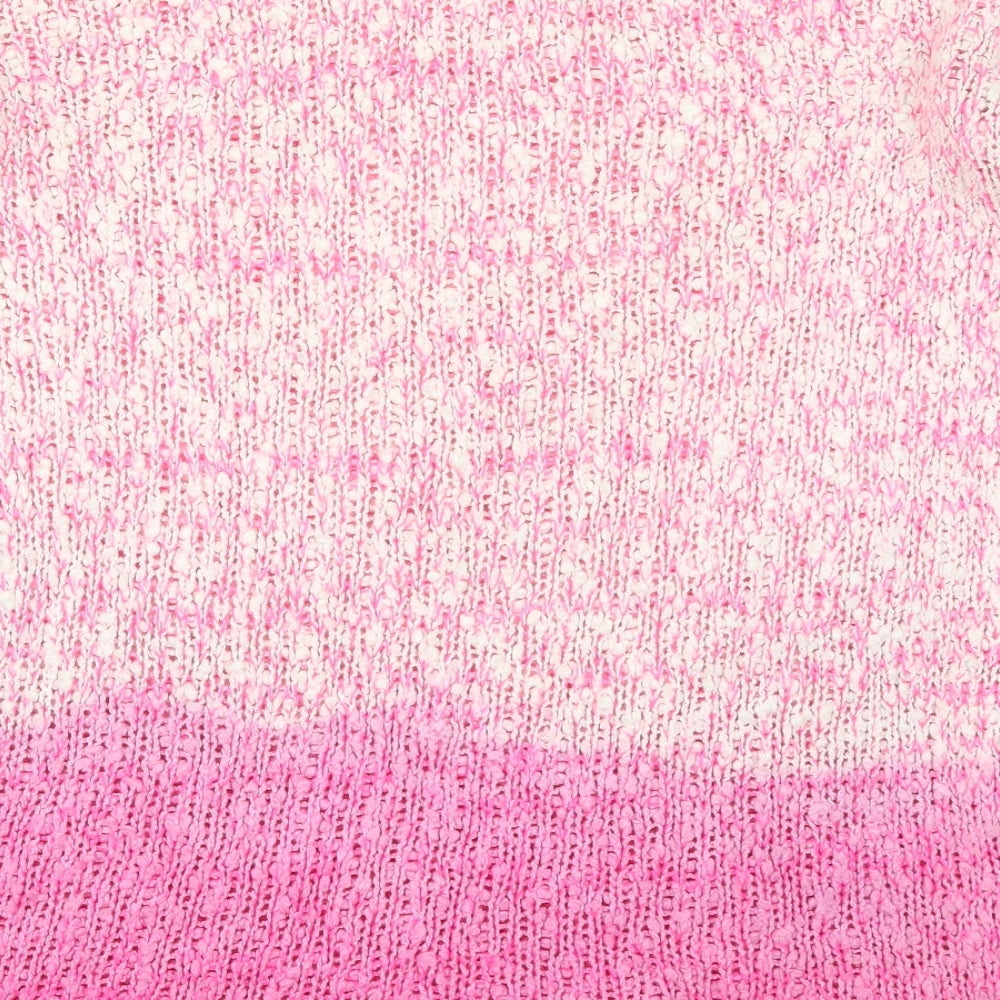 Topshop Womens Pink Round Neck Acrylic Pullover Jumper Size 8