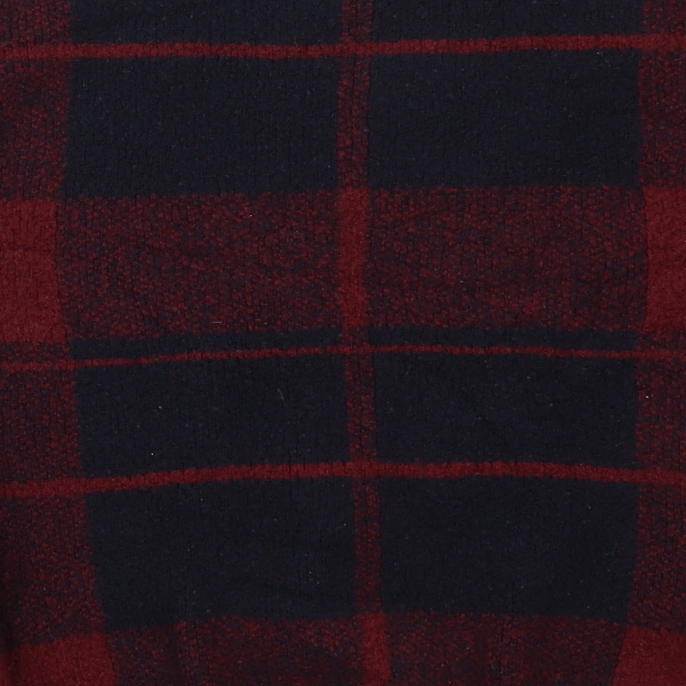 Atmosphere Womens Red Round Neck Check Acrylic Pullover Jumper Size 10