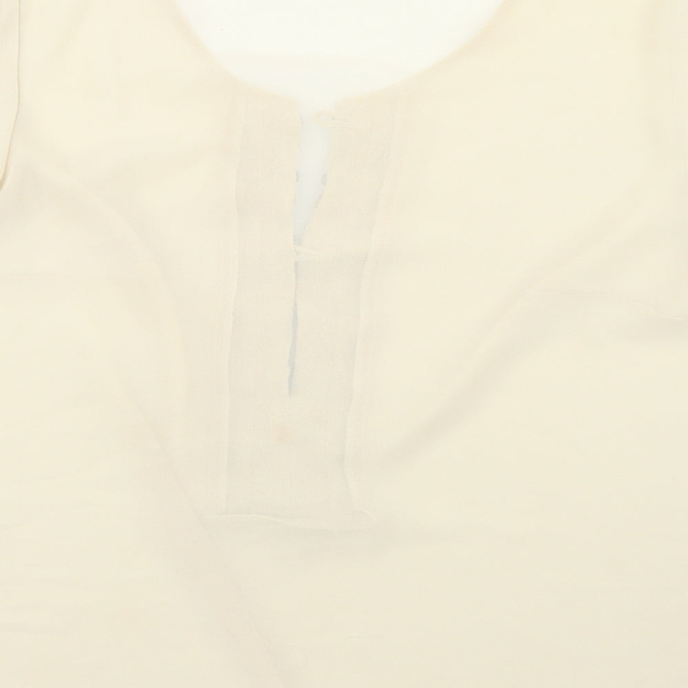 arruba Womens Beige Polyester Basic Blouse Size 12 Round Neck