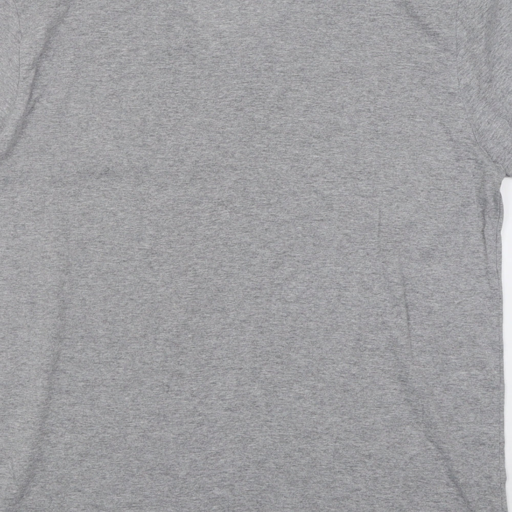 Preworn Womens Grey Cotton Basic T-Shirt Size L V-Neck
