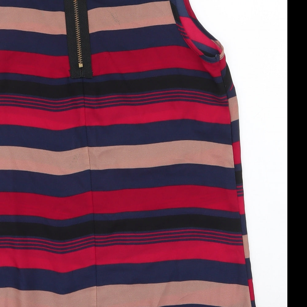 New Look Womens Multicoloured Striped Polyester Basic Blouse Size 8 Round Neck