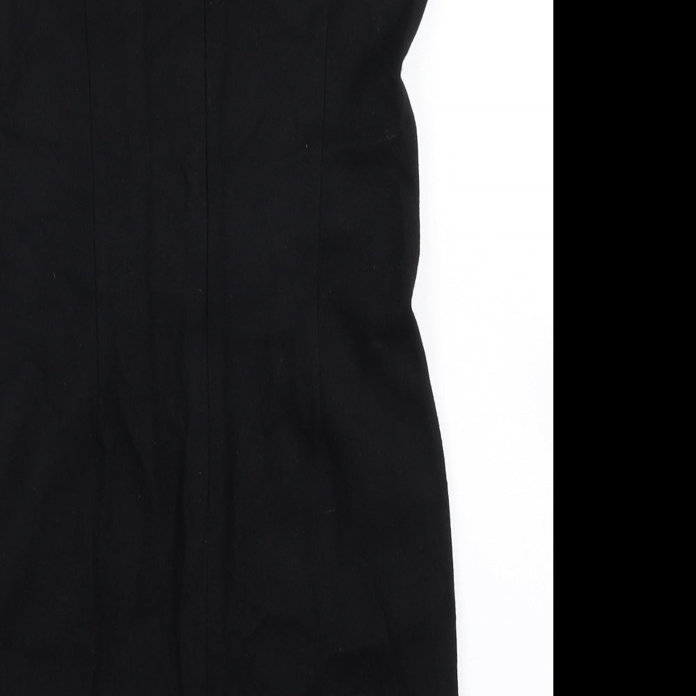 Soolee Womens Blue Wool A-Line Size M Round Neck Zip