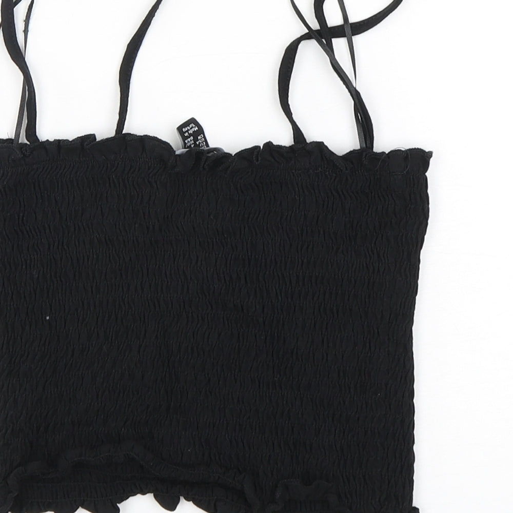 New Look Womens Black Cotton Cropped Tank Size 8 Off the Shoulder