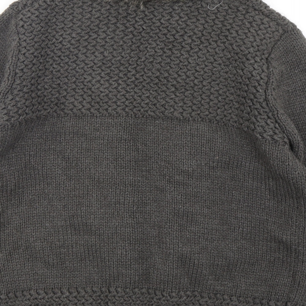 Topshop Womens Grey V-Neck Acrylic Cardigan Jumper Size 10