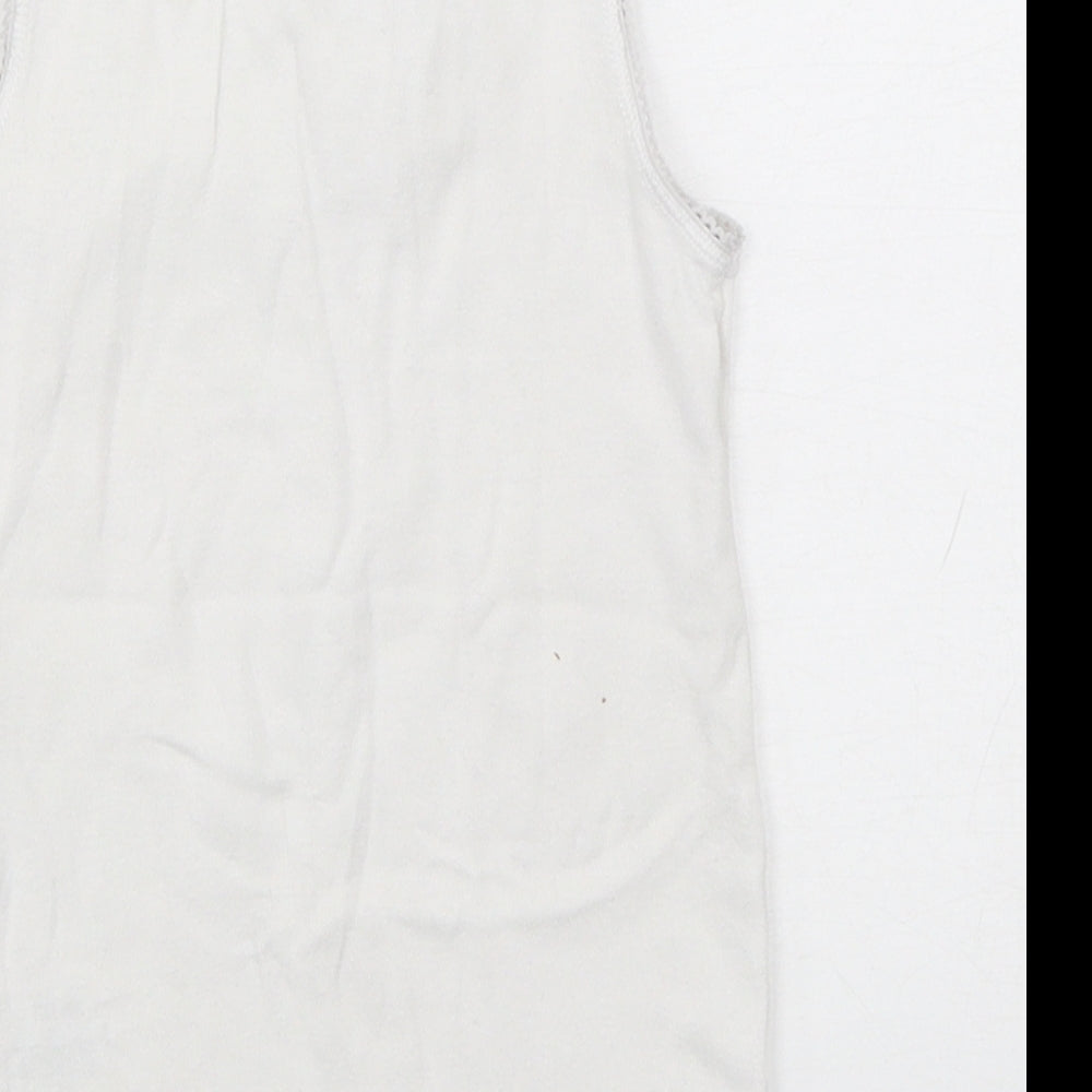 Marks and Spencer Girls White Cotton Basic Tank Size 4-5 Years Round Neck Pullover - Princess Jasmine