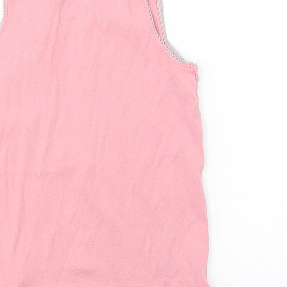 Marks & Spencer Girls Pink Cotton Basic Tank Size 5-6 Years Round Neck Pullover
