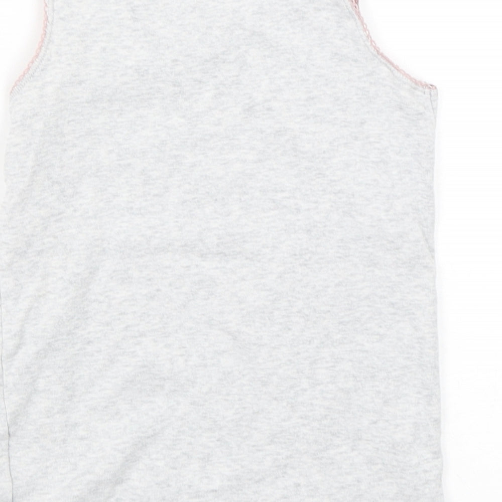 Marks & Spencer Girls Grey Cotton Basic Tank Size 5-6 Years Round Neck Pullover