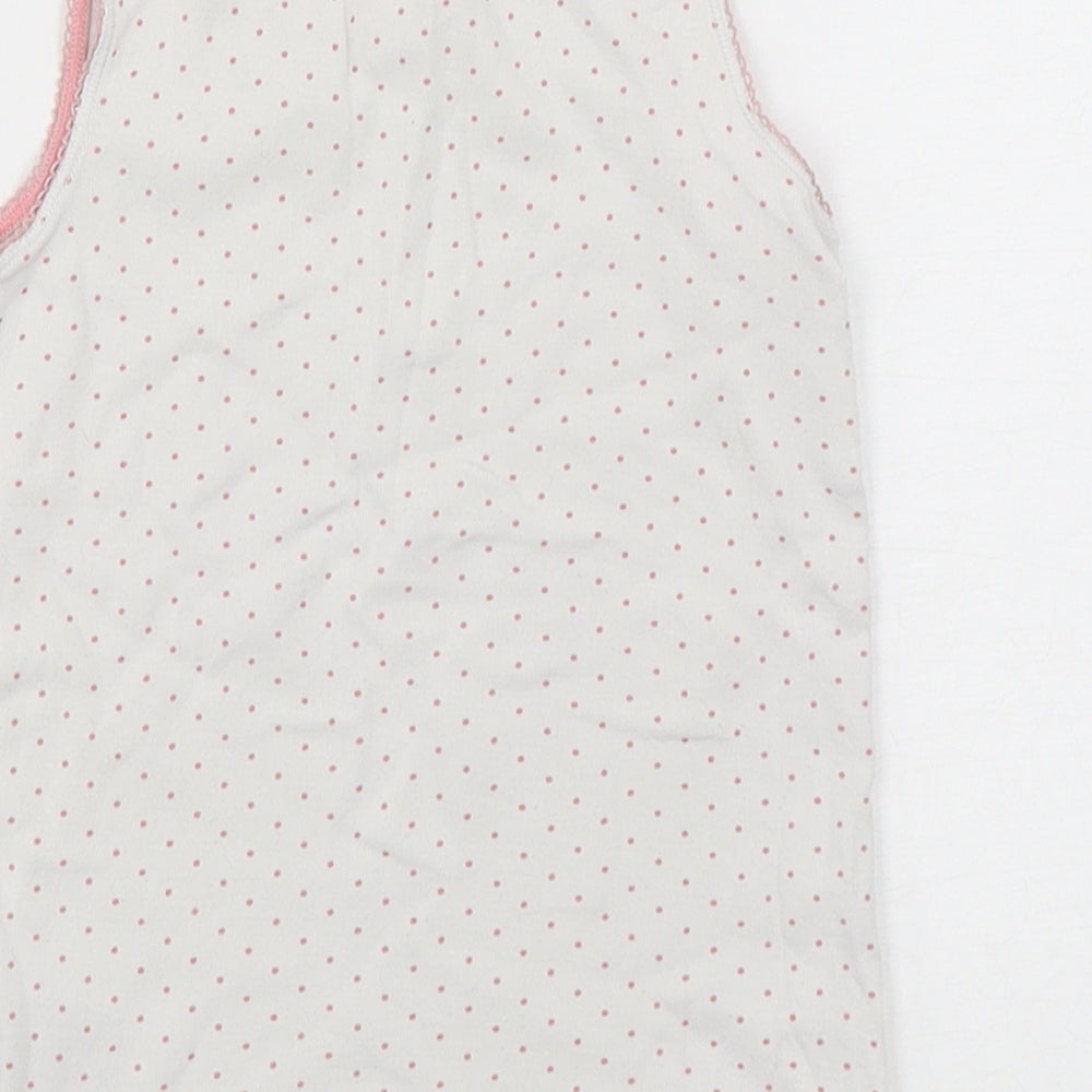 Marks & Spencer Girls Multicoloured Polka Dot Cotton Basic Tank Size 5-6 Years Round Neck Pullover