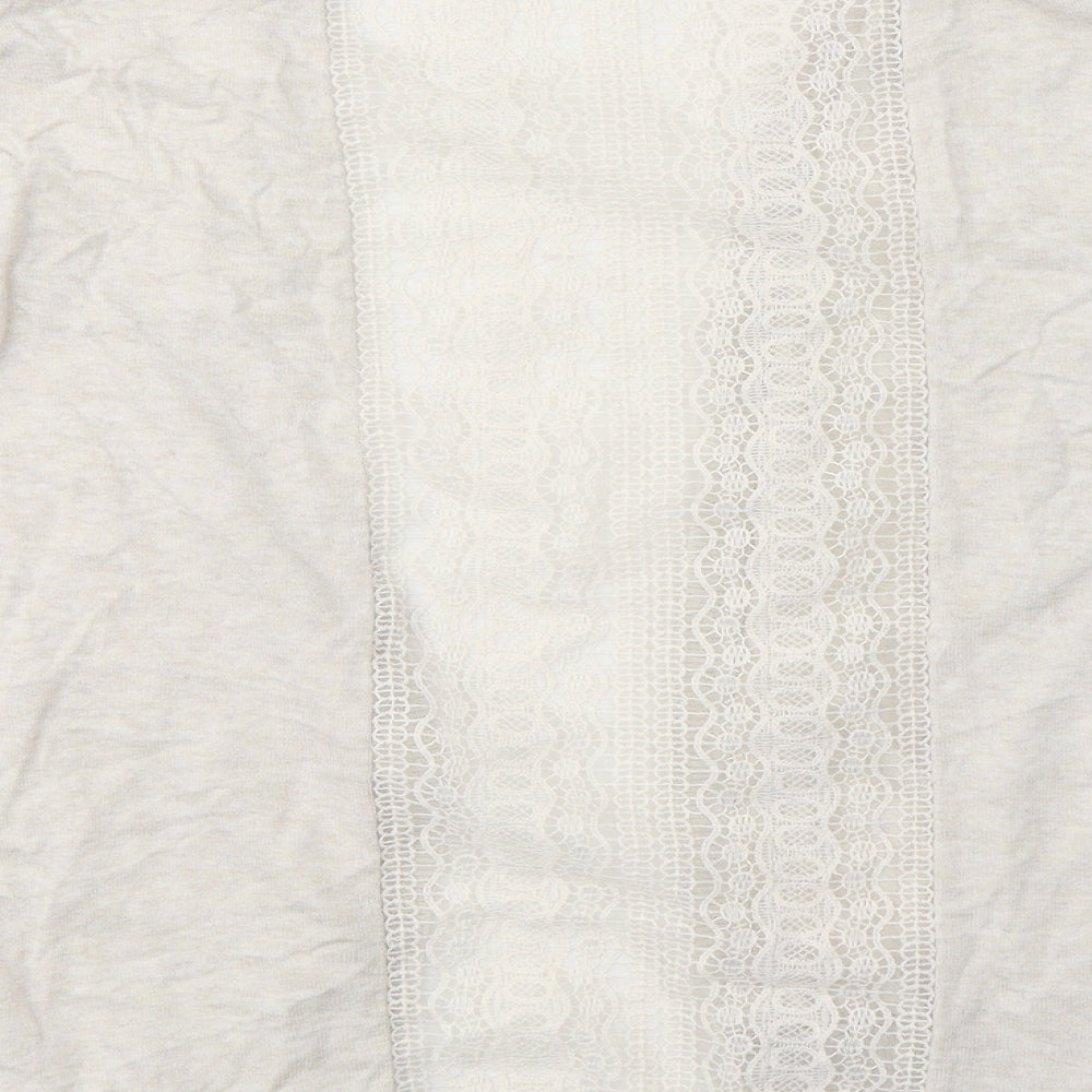 New Look Womens Ivory V-Neck Cotton Cardigan Jumper Size 18 - Lace Detail