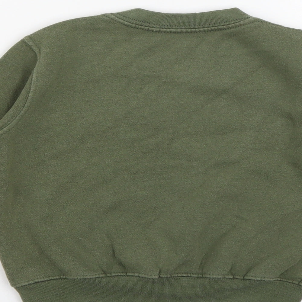 Preworn Girls Green Cotton Pullover Sweatshirt Size 2 Years - Matilda Khaki