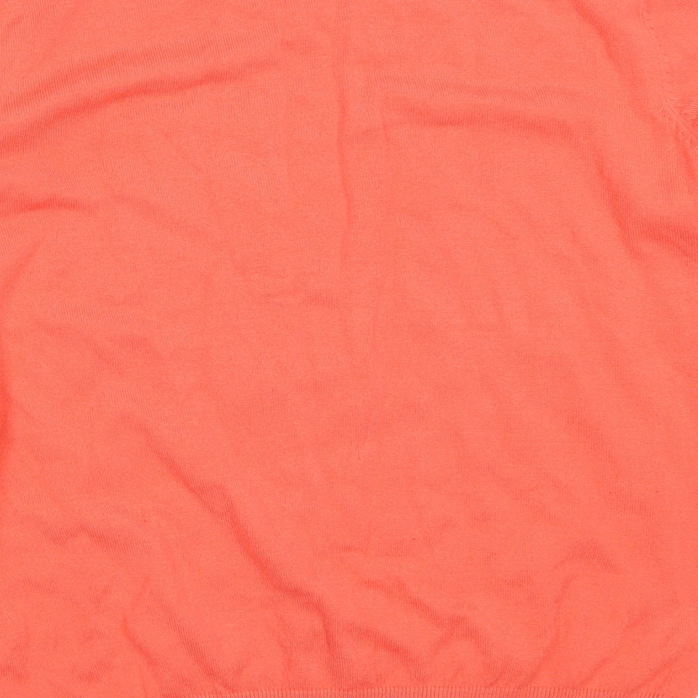 S&C Mens Orange V-Neck Acrylic Pullover Jumper Size XL