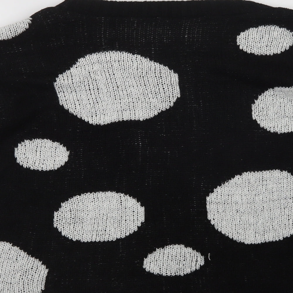 Peacocks Womens Black Collared Polka Dot Acrylic Pullover Jumper Size M