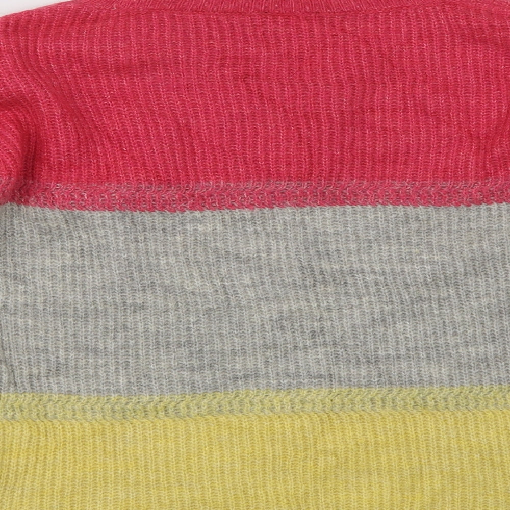 M & Co Womens Multicoloured Mock Neck Striped Acrylic Pullover Jumper Size 8