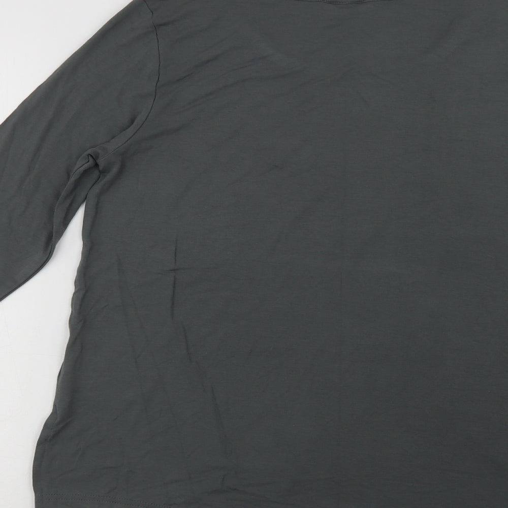 Rainbow Womens Grey Colourblock Viscose Basic Blouse Size M Crew Neck