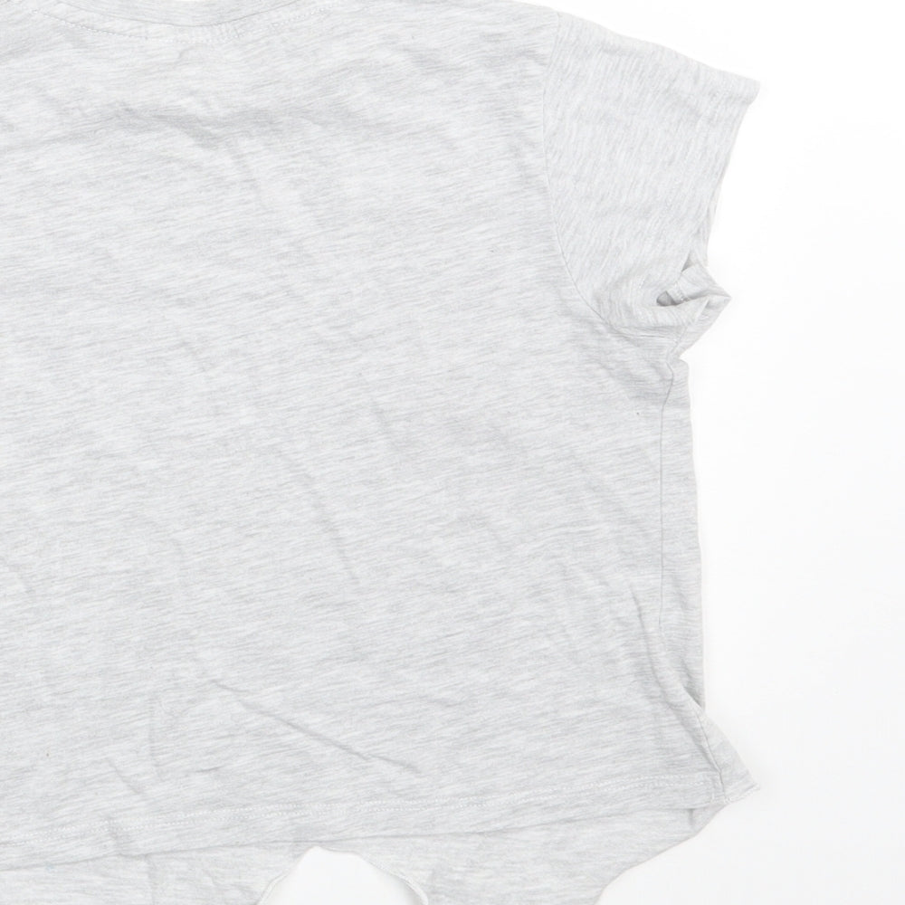 PEP & CO Girls Grey Cotton Basic T-Shirt Size 7-8 Years Round Neck