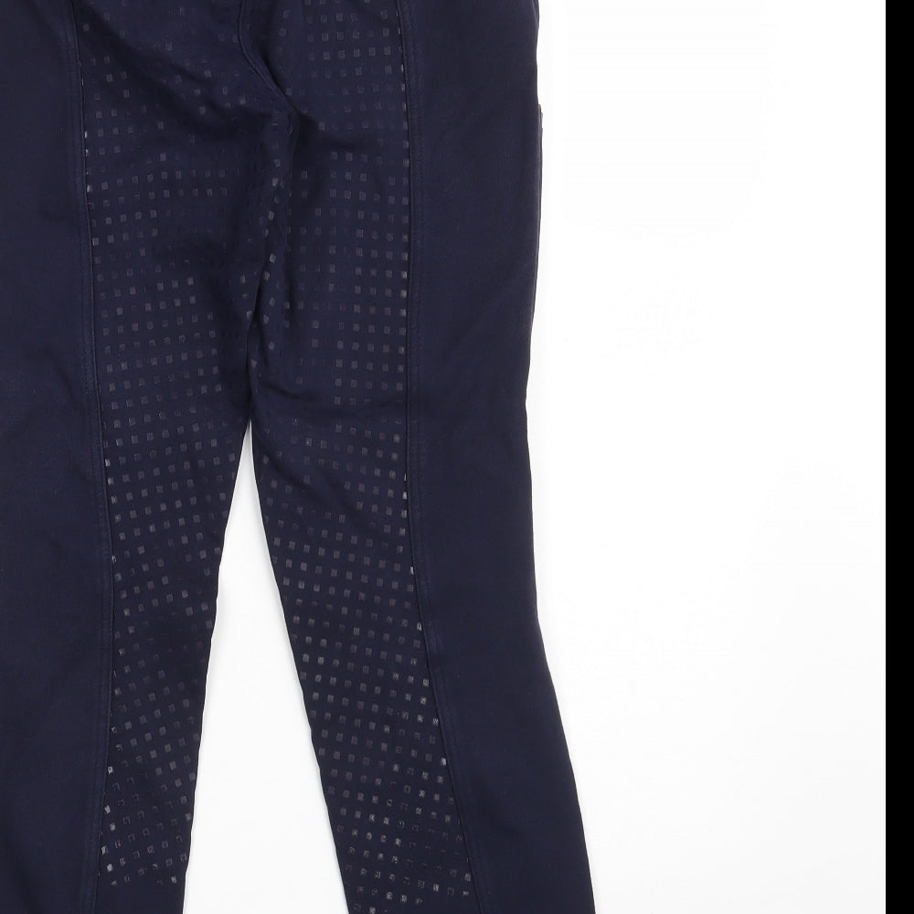 DECATHLON Womens Blue Cotton Compression Trousers Size S L26 in Slim Zip